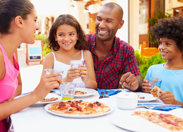 family at restaurant